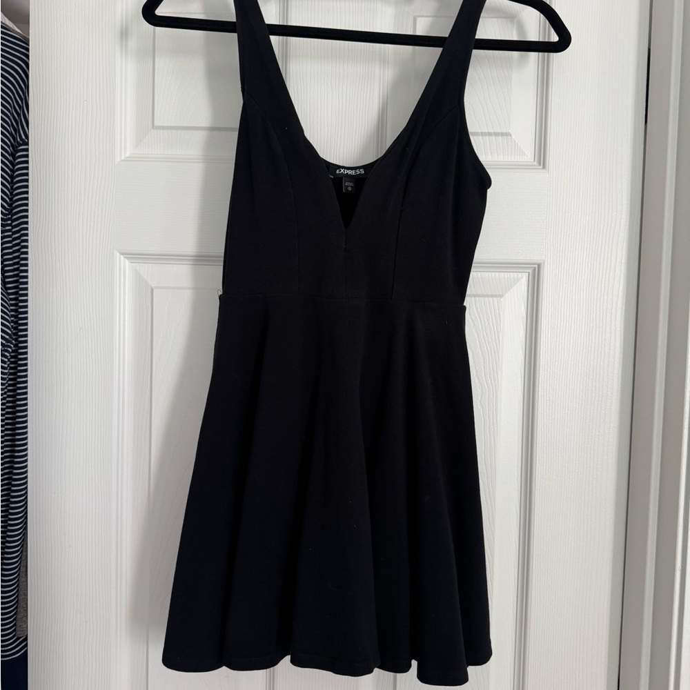 Express Black Scoop Neck Fit and Flare Mini Dress